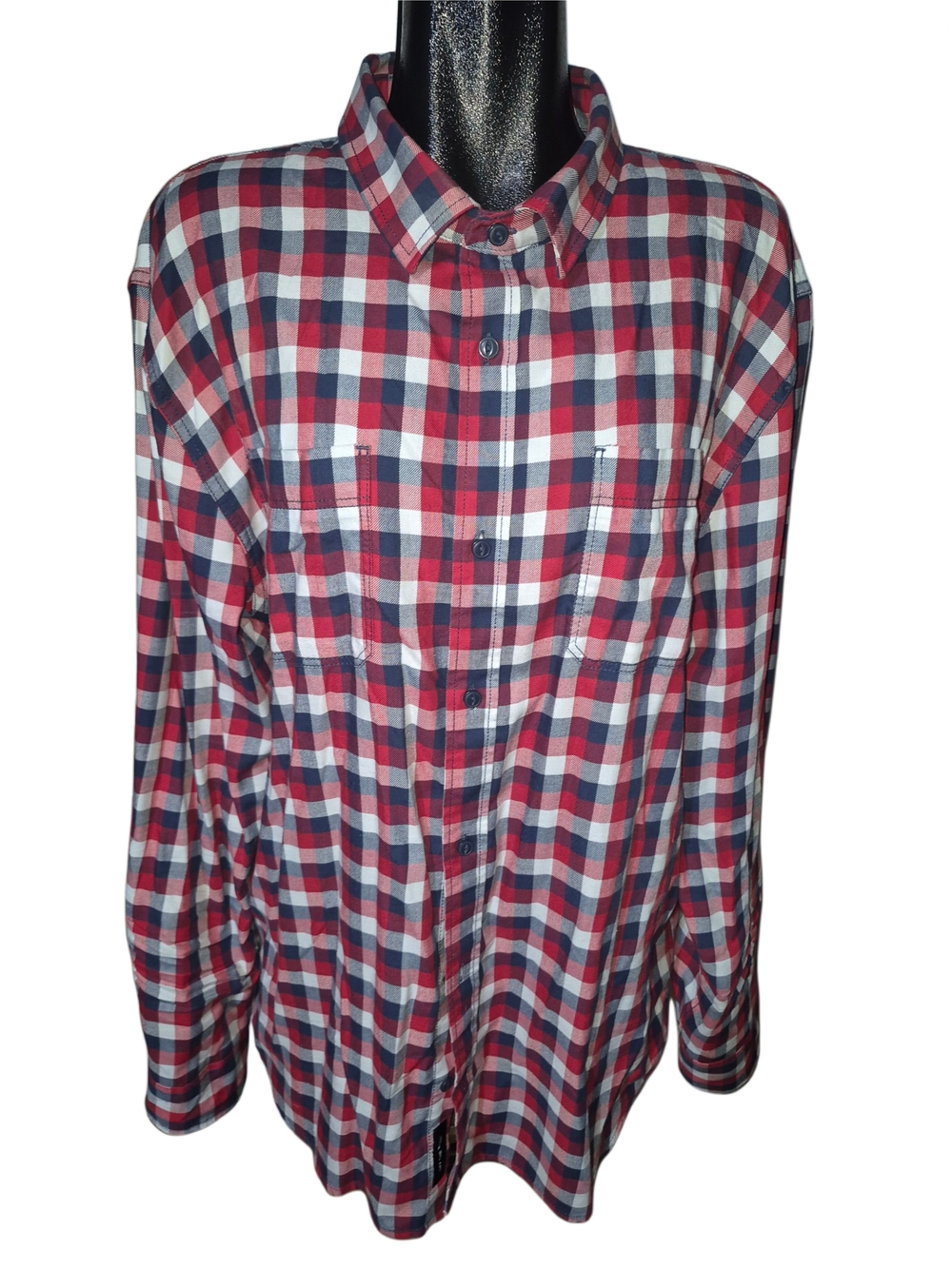 Vans Men's Red, White And Blue Plaid Button-Up Tailored-Fit Shirt Size XXL